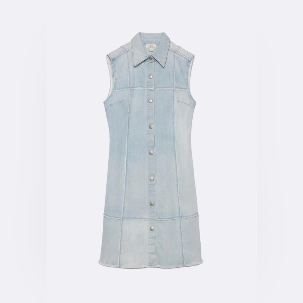 ag jean denim mini dress - effie patchwork light blue - Adriano Goldschmied